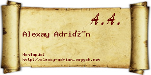 Alexay Adrián névjegykártya