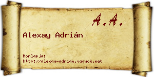Alexay Adrián névjegykártya